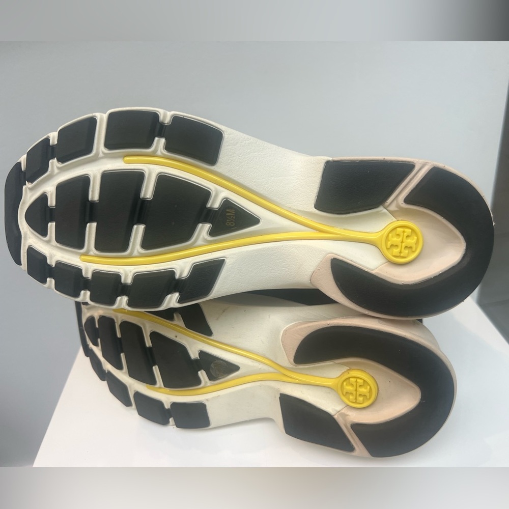 Tory Burch Black and Beige Sneakers with Yellow Highlights - Picture 3 of 9